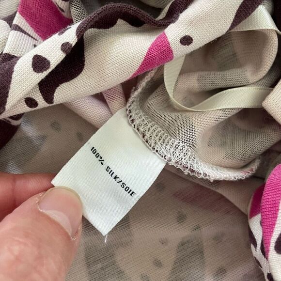 Diane Von Furstenberg Wrap Dress Feathered Leaves Pink Brown Silk 2 - Picture 8 of 8